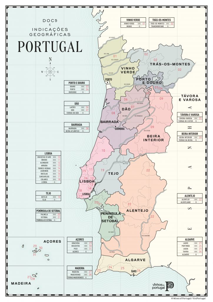 Wine regions in mainland Portugal. Regiões vitivinícolas em Portugal